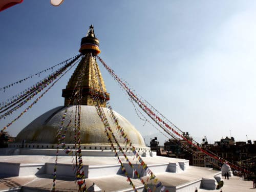 Nepal weiße Stupa in Bodnath