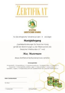 Honigschein Urkunde Fachkundenachweis Honig Foto vom DIB
