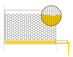 Schematische Darstellung des Honigfluss im Flow Hive